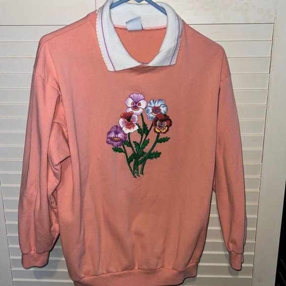 CB Habland collared floral sweatshirt, size medium - Picture 1 of 5